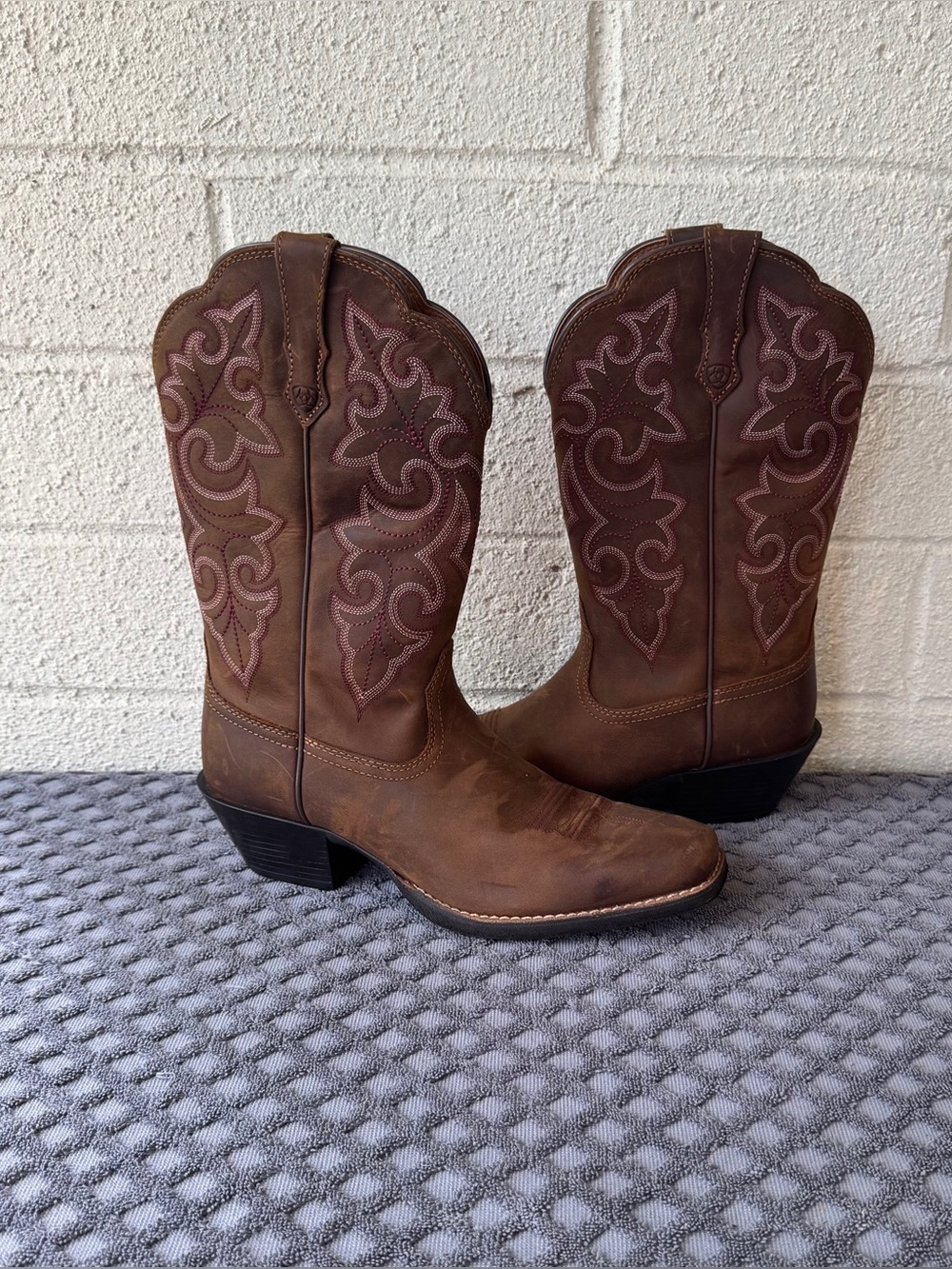 ARIAT Roundup Western Women Boot Powder Brown Leather Size 7.5 B